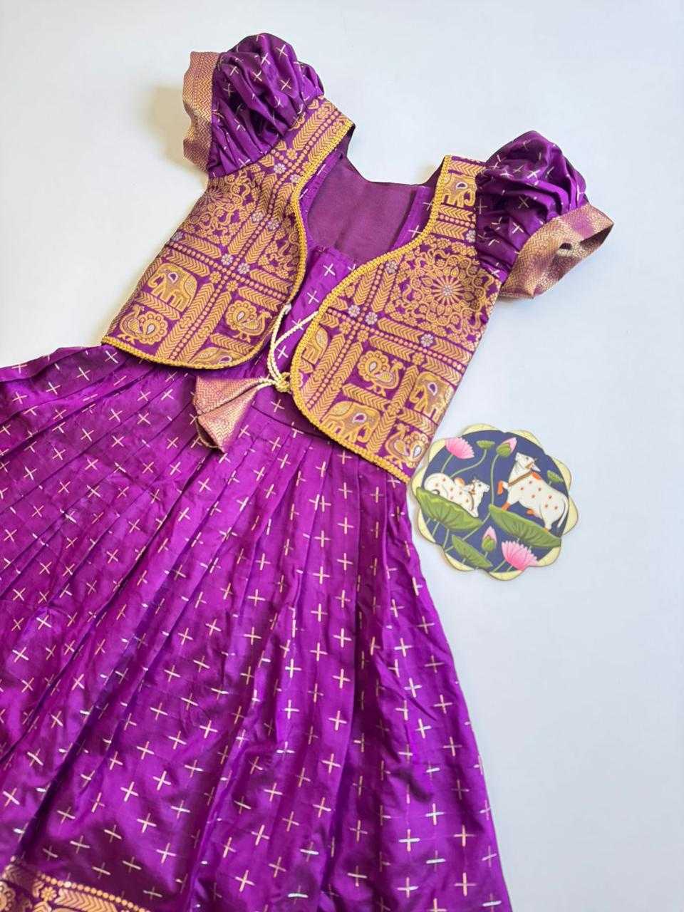 Ynf Soft Dola RIN235 Golden Kids Wear Wholesale Kids Gown Kids Festive Wear Kids Party Wear Ethnic Manufacturer- Kids Exports