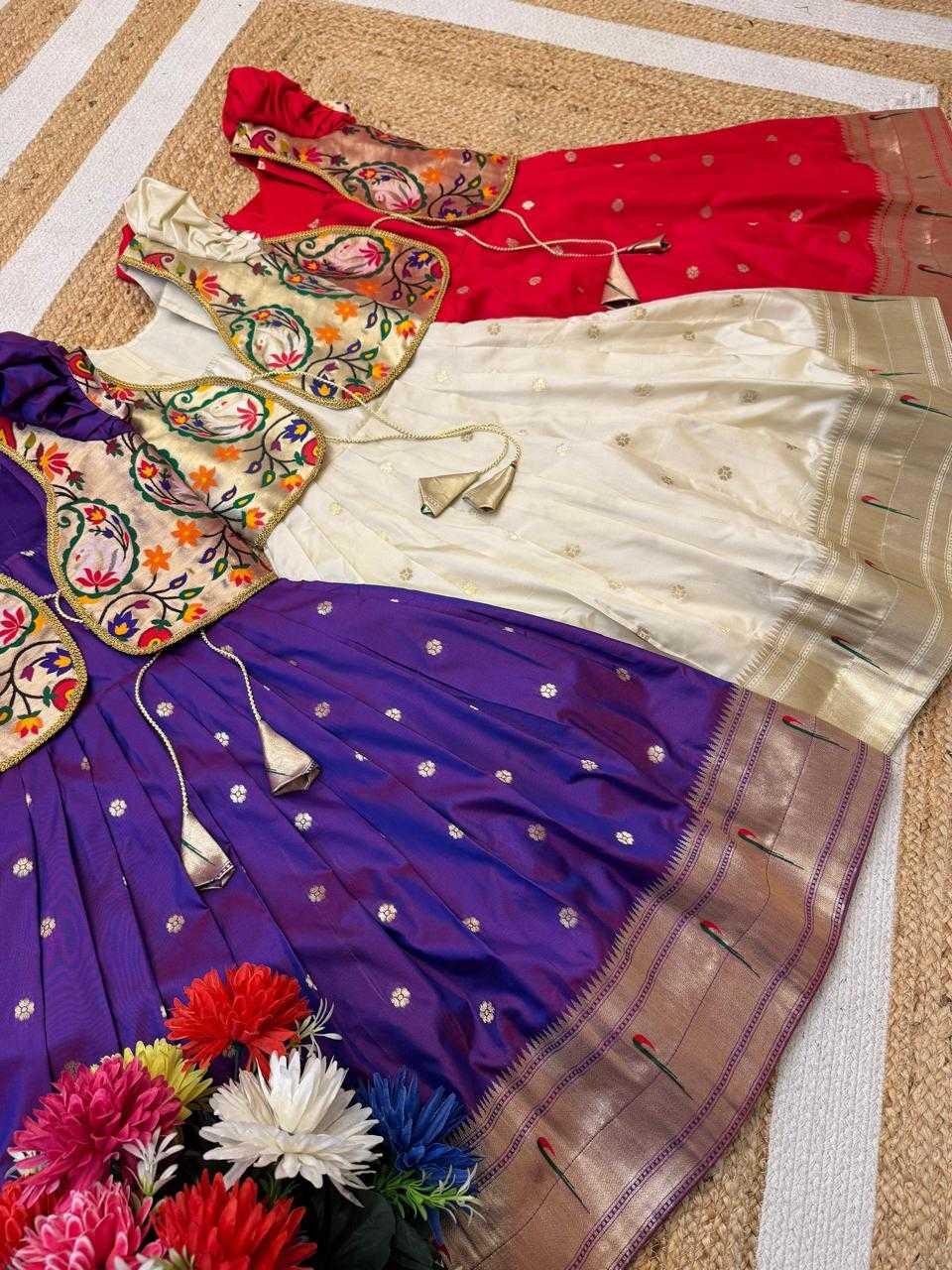 Ynf Soft Silk RIN235 Paithani Kids Wear Wholesale Kids Lehenga Kids Designer Frock Kids Festive Wear Manufacturer- Kids Exports