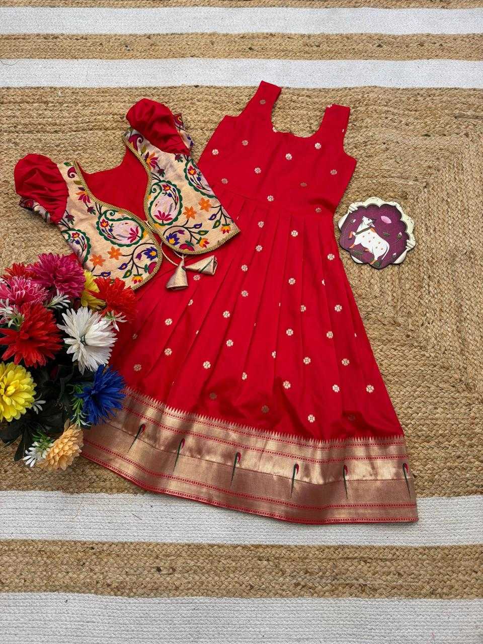 Ynf Soft Silk RIN235 Paithani Kids Wear Wholesale Kids Lehenga Kids Designer Frock Kids Festive Wear Manufacturer- Kids Exports