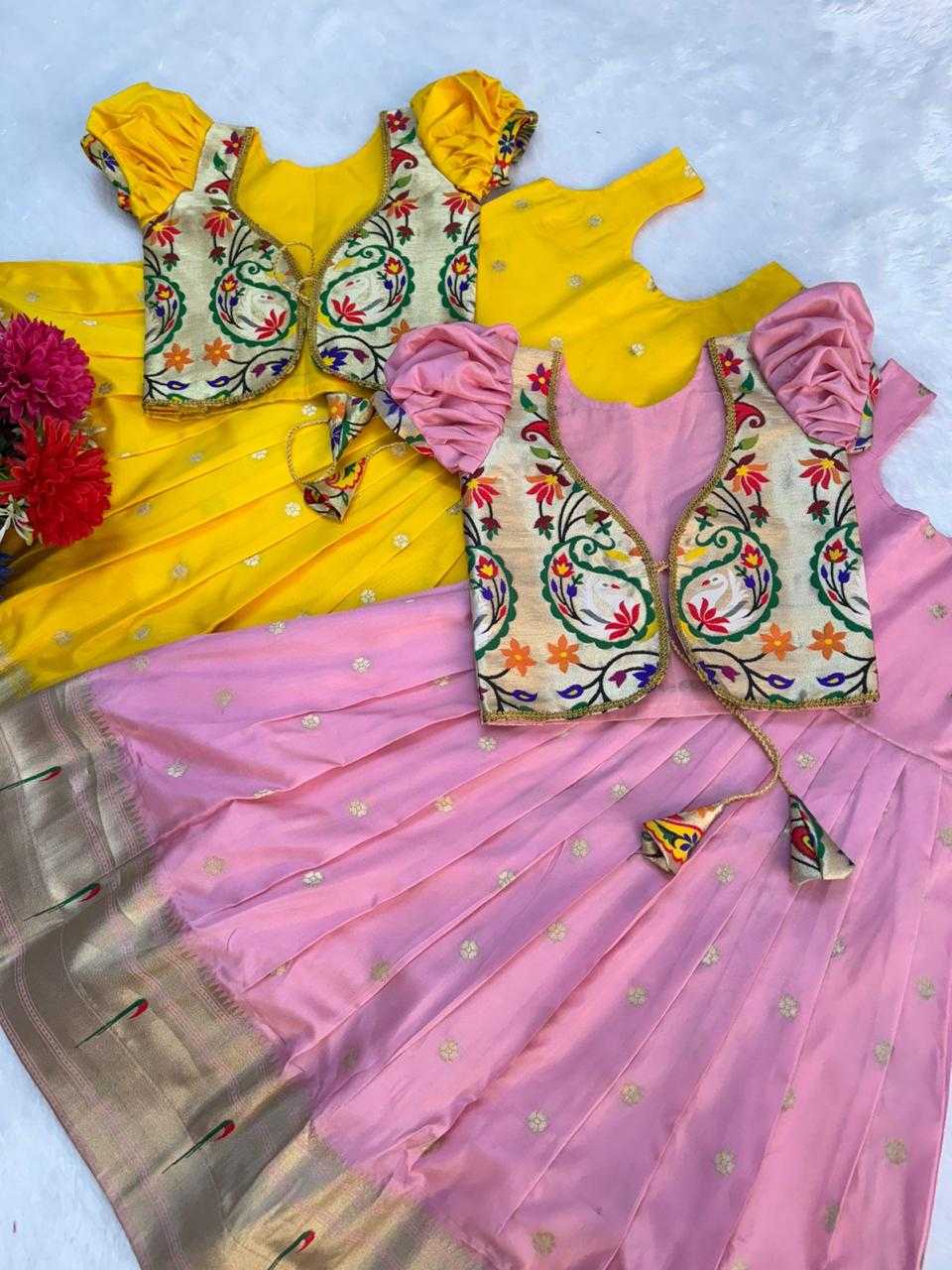 Ynf Soft Silk RIN235 Paithani Kids Wear Wholesale Kids Lehenga Kids Designer Frock Kids Festive Wear Manufacturer- Kids Exports