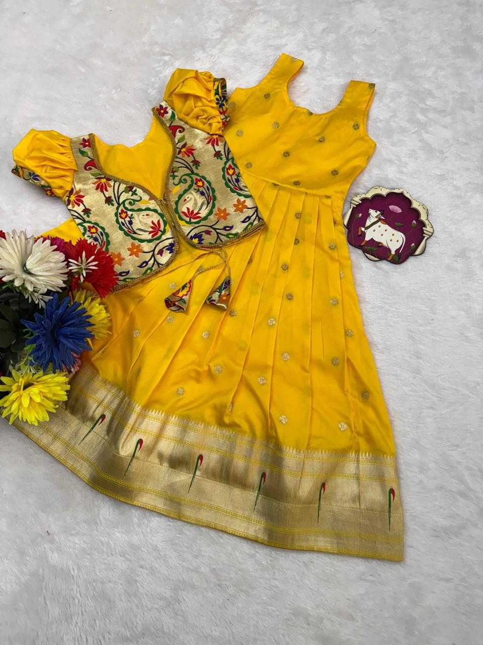 Ynf Soft Silk RIN235 Paithani Kids Wear Wholesale Kids Lehenga Kids Designer Frock Kids Festive Wear Manufacturer- Kids Exports