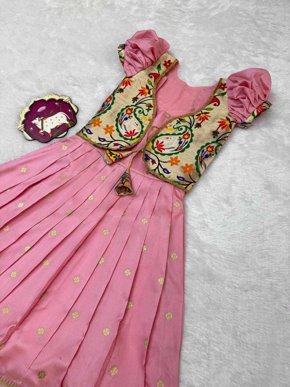 Ynf Soft Silk RIN235 Paithani Kids Wear Wholesale Kids Lehenga Kids Designer Frock Kids Festive Wear Manufacturer- Kids Exports