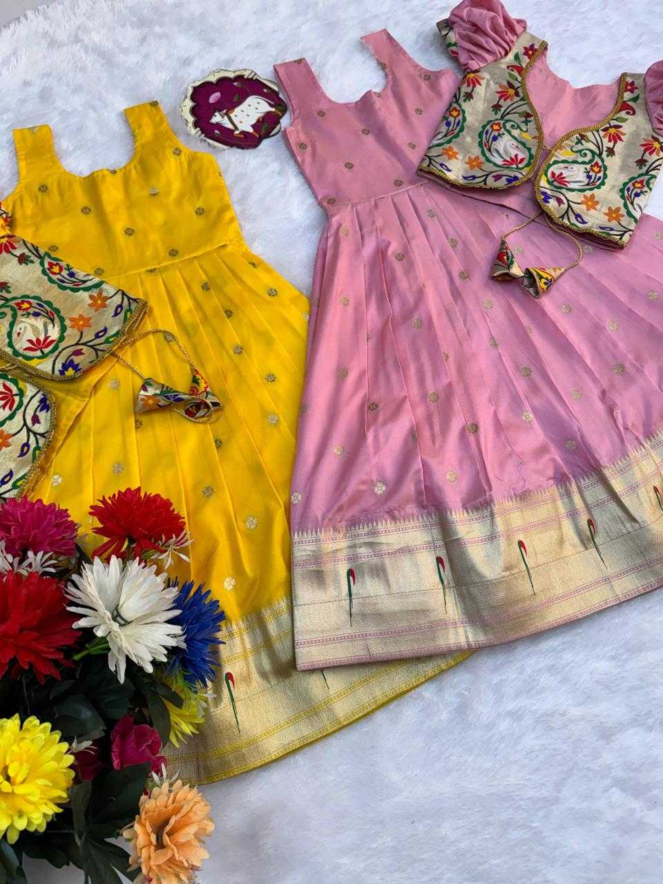 Ynf Soft Silk RIN235 Paithani Kids Wear Wholesale Kids Lehenga Kids Designer Frock Kids Festive Wear Manufacturer- Kids Exports
