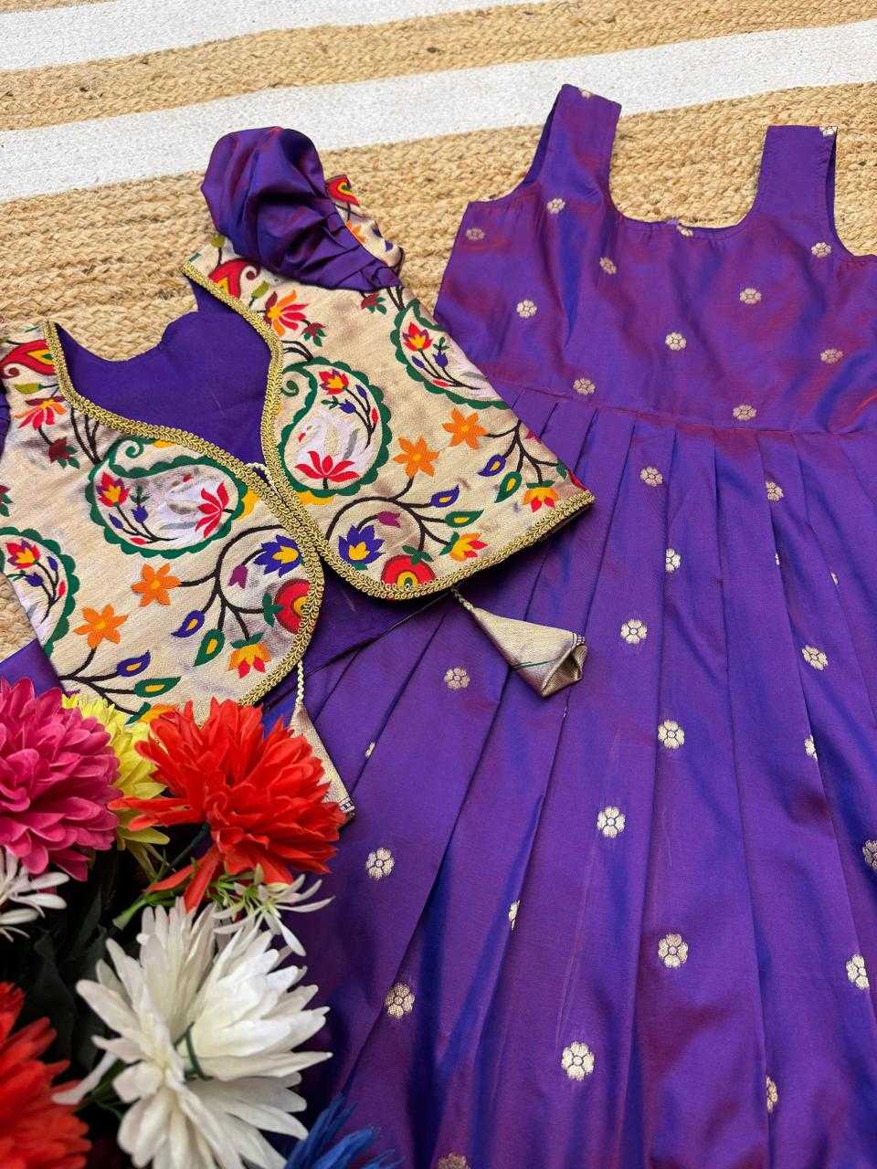Ynf Soft Silk RIN235 Paithani Kids Wear Wholesale Kids Lehenga Kids Designer Frock Kids Festive Wear Manufacturer- Kids Exports