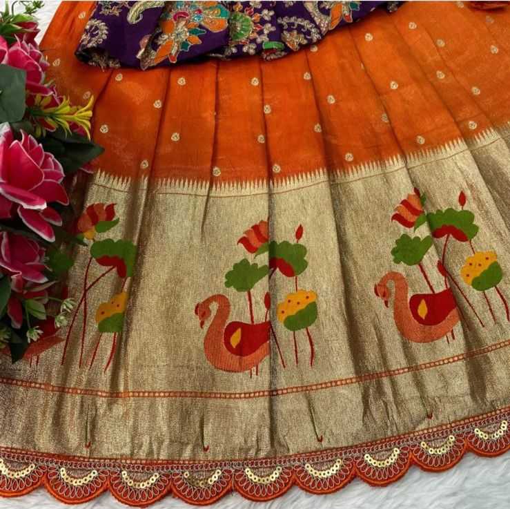Ynf Tissue Silk RIN235 112 Kids Wear Festive Collections Wholesale Kids Lehenga Kids Lehenga Choli Baby Girl Lehenga Manufacturer- Kids Exports