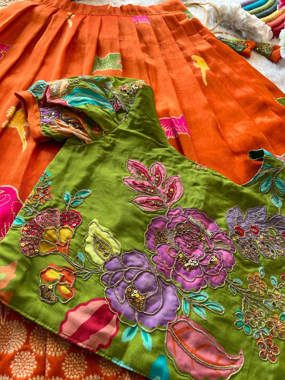 Ynf Tissue Silk RIN235 134 Kids Wear Festive Collections Wholesale Kids Lehenga Kids Lehenga Choli Baby Girl Lehenga Manufacturer- Kids Exports
