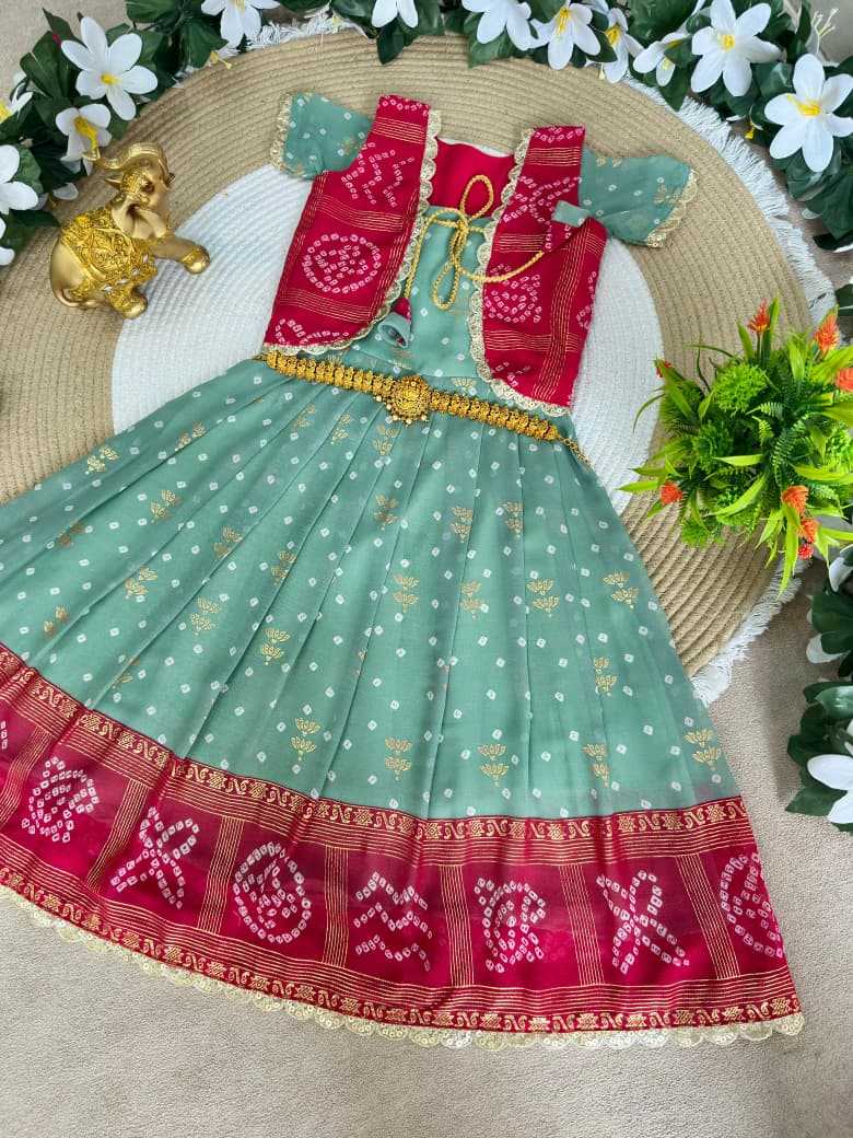 Ynf Bandhani Silk KESH505 Ugadi Kids Wear Wholesale Kids Lehenga Kids Designer Frock Kids Festive Wear Manufacturer- Kids Exports