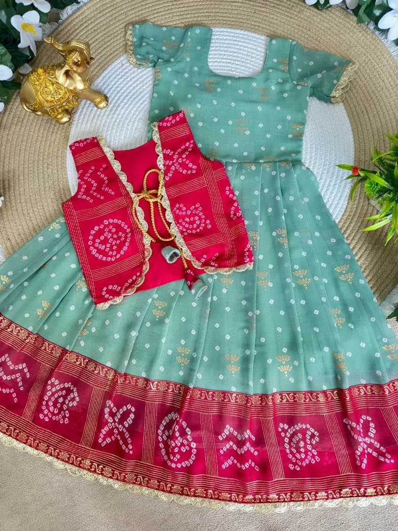 Ynf Bandhani Silk KESH505 Ugadi Kids Wear Wholesale Kids Lehenga Kids Designer Frock Kids Festive Wear Manufacturer- Kids Exports