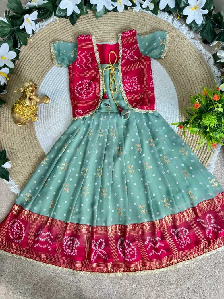 Ynf Bandhani Silk KESH505 Ugadi Kids Wear Wholesale Kids Lehenga Kids Designer Frock Kids Festive Wear Manufacturer- Kids Exports