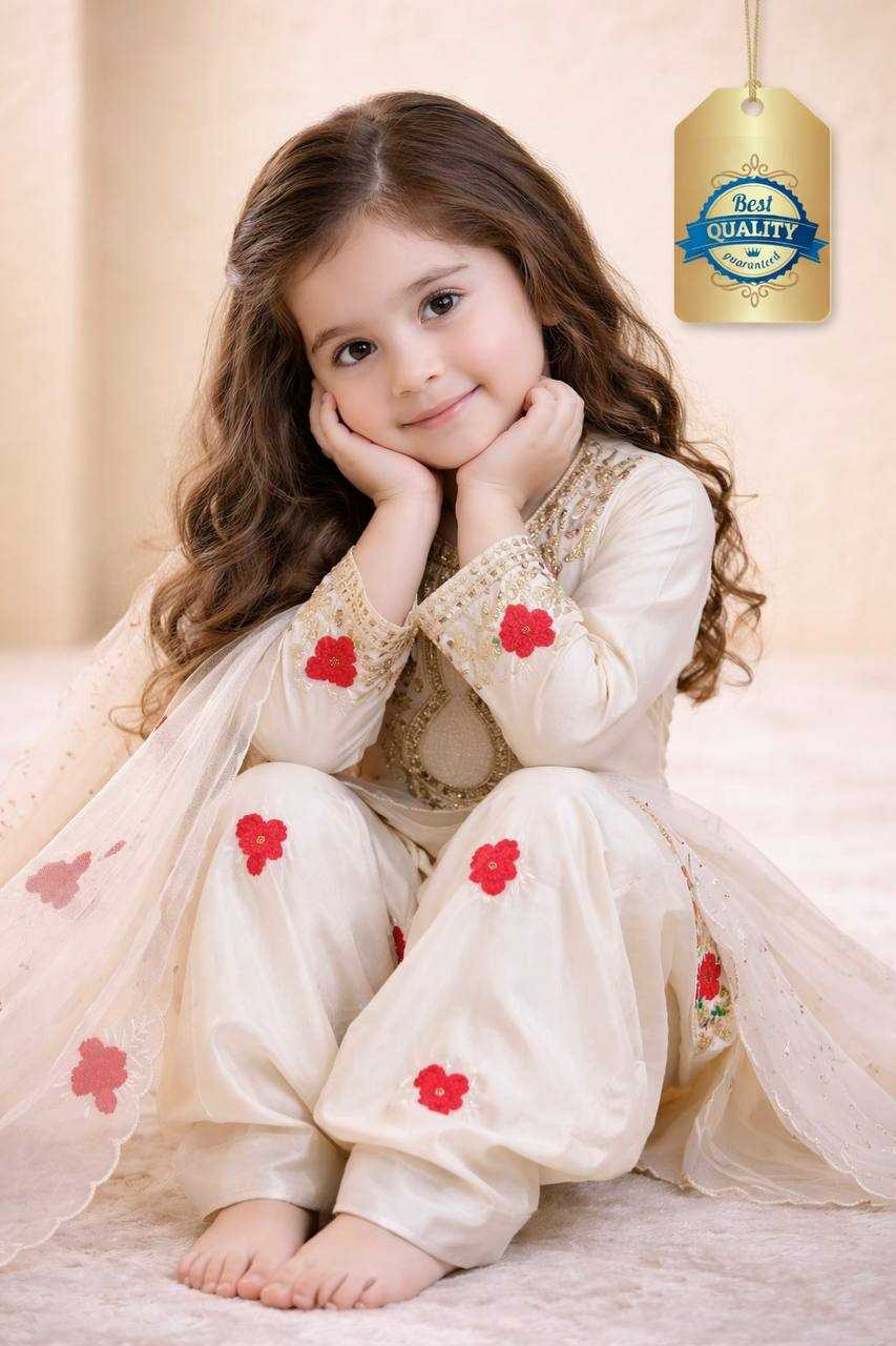 Ynf Crepe KESH415 245 Kids Wear Wholesale Kids Sharara Embroidered Frock Kids Party Wear Ethnic Manufacturer- Kids Exports