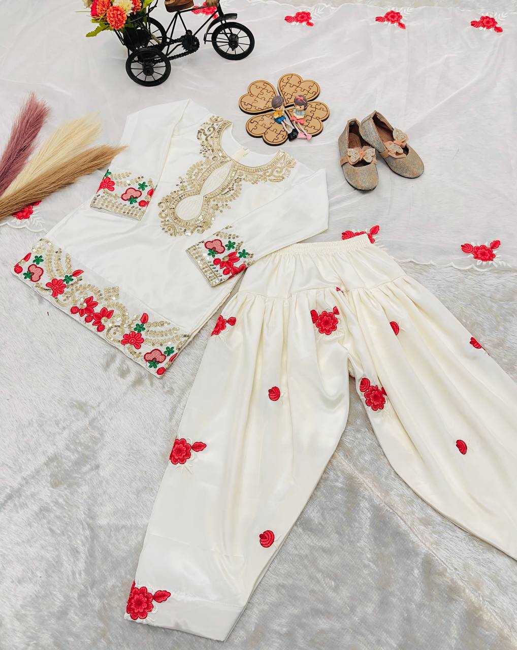 Ynf Crepe KESH415 245 Kids Wear Wholesale Kids Sharara Embroidered Frock Kids Party Wear Ethnic Manufacturer- Kids Exports