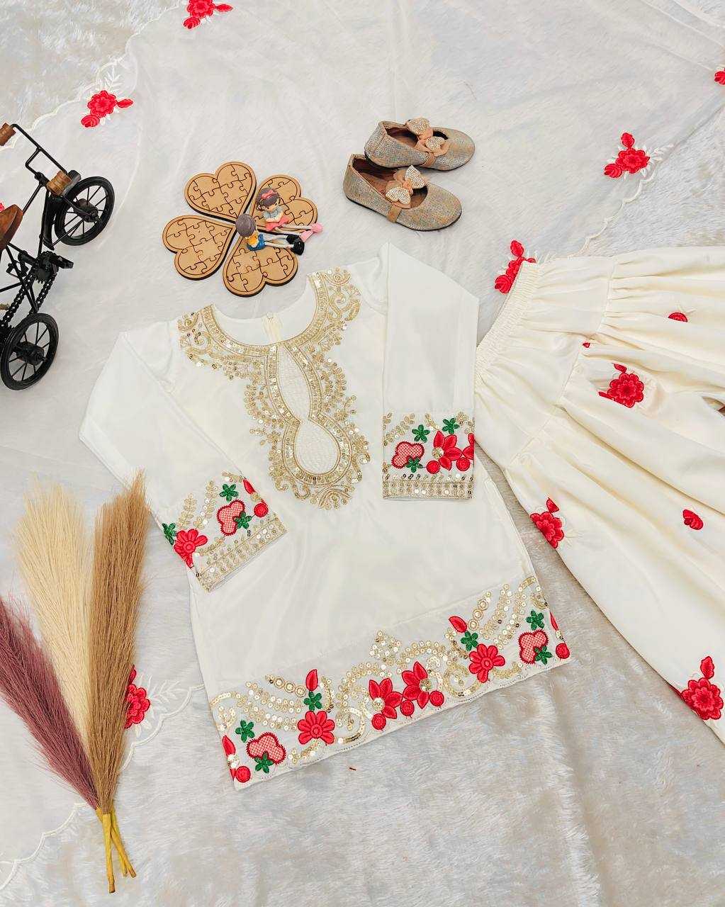 Ynf Crepe KESH415 245 Kids Wear Wholesale Kids Sharara Embroidered Frock Kids Party Wear Ethnic Manufacturer- Kids Exports
