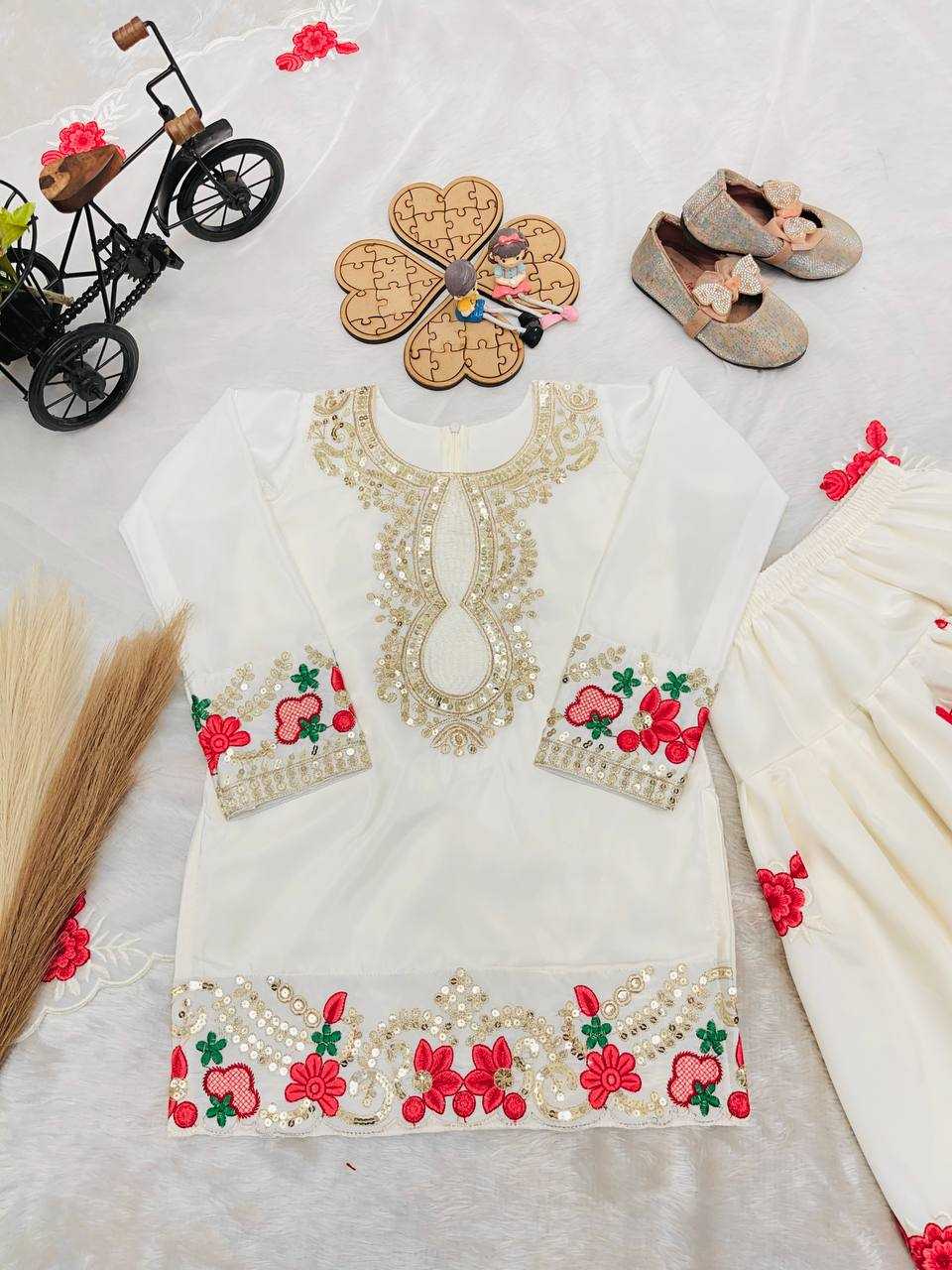 Ynf Crepe KESH415 245 Kids Wear Wholesale Kids Sharara Embroidered Frock Kids Party Wear Ethnic Manufacturer- Kids Exports