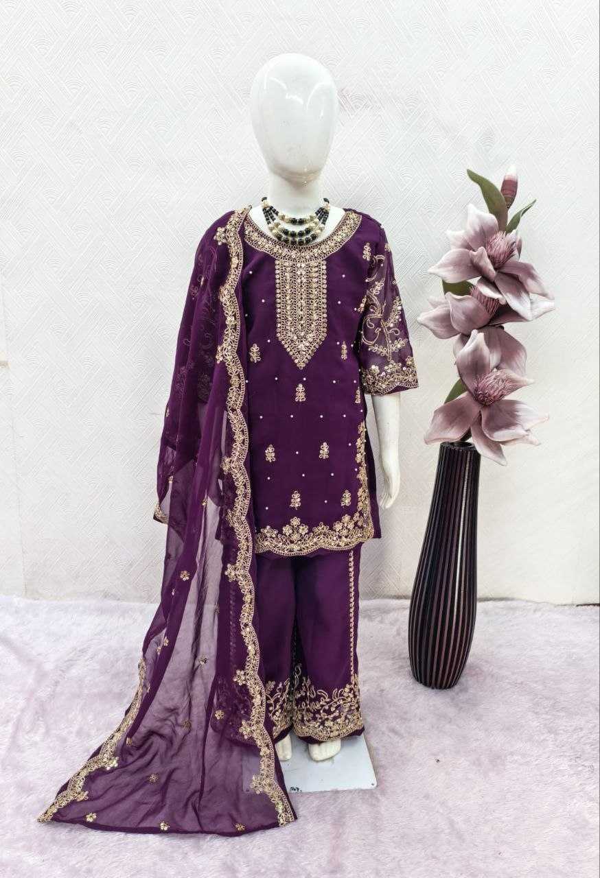 Ynf Georgette KESH461 242 Kids Wear Wholesale Kids Co-ord Set Girls Kurti Kids Party Wear Ethnic Manufacturer- Kids Exports