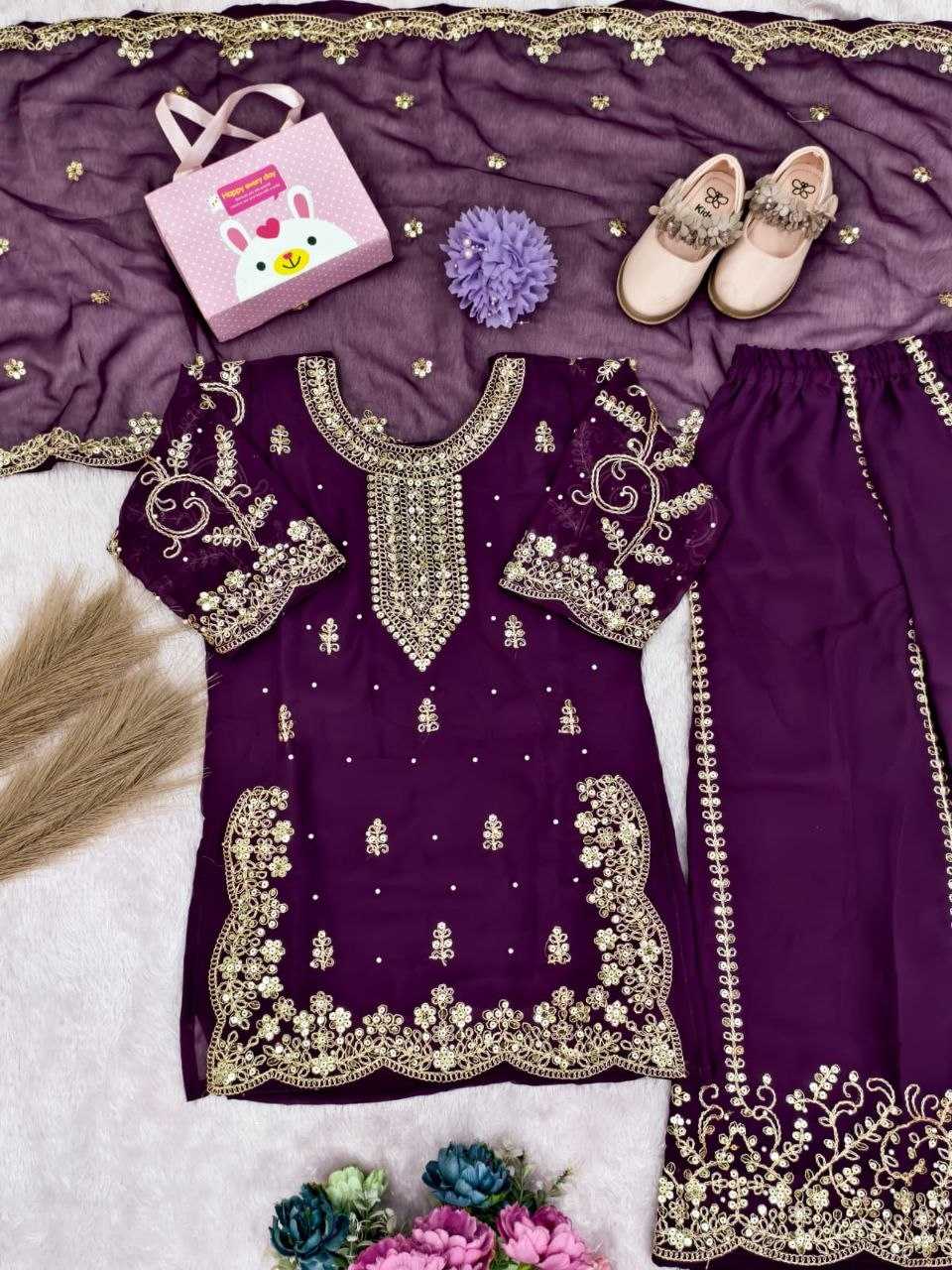 Ynf Georgette KESH461 242 Kids Wear Wholesale Kids Co-ord Set Girls Kurti Kids Party Wear Ethnic Manufacturer- Kids Exports
