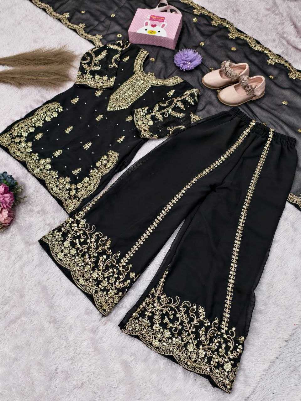 Ynf Georgette KESH461 242 Kids Wear Wholesale Kids Co-ord Set Girls Kurti Kids Party Wear Ethnic Manufacturer- Kids Exports