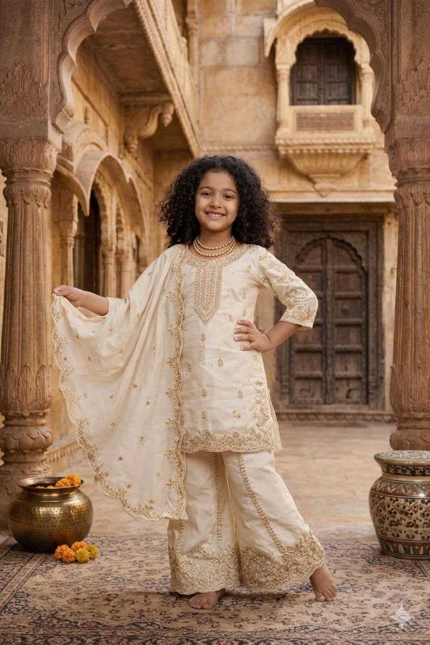 Ynf Georgette KESH461 242 Kids Wear Wholesale Kids Co-ord Set Girls Kurti Kids Party Wear Ethnic Manufacturer- Kids Exports