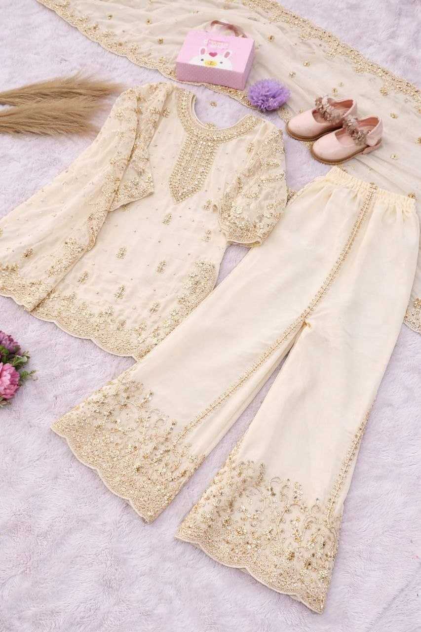 Ynf Georgette KESH461 242 Kids Wear Wholesale Kids Co-ord Set Girls Kurti Kids Party Wear Ethnic Manufacturer- Kids Exports