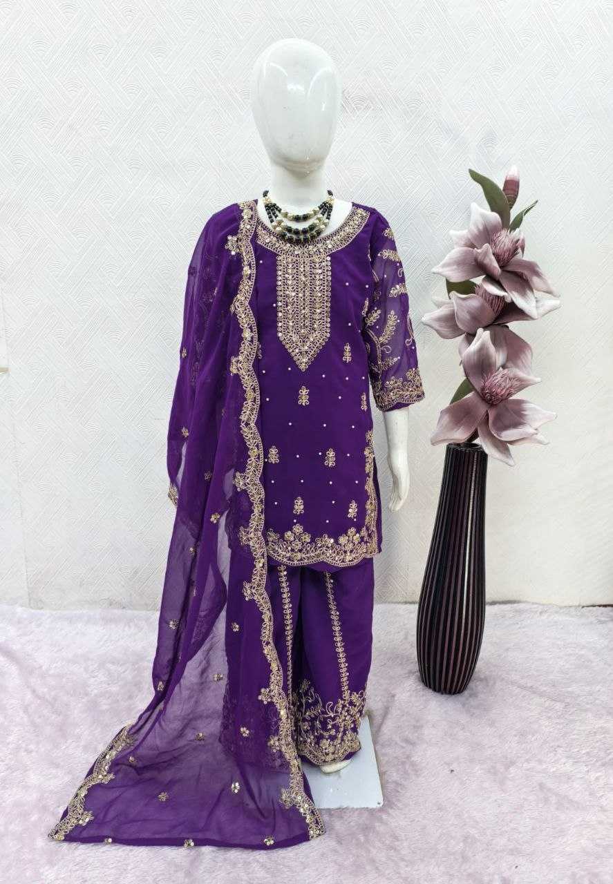 Ynf Georgette KESH461 242 Kids Wear Wholesale Kids Co-ord Set Girls Kurti Kids Party Wear Ethnic Manufacturer- Kids Exports