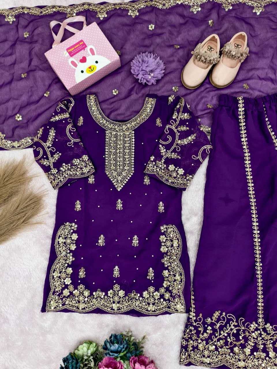 Ynf Georgette KESH461 242 Kids Wear Wholesale Kids Co-ord Set Girls Kurti Kids Party Wear Ethnic Manufacturer- Kids Exports
