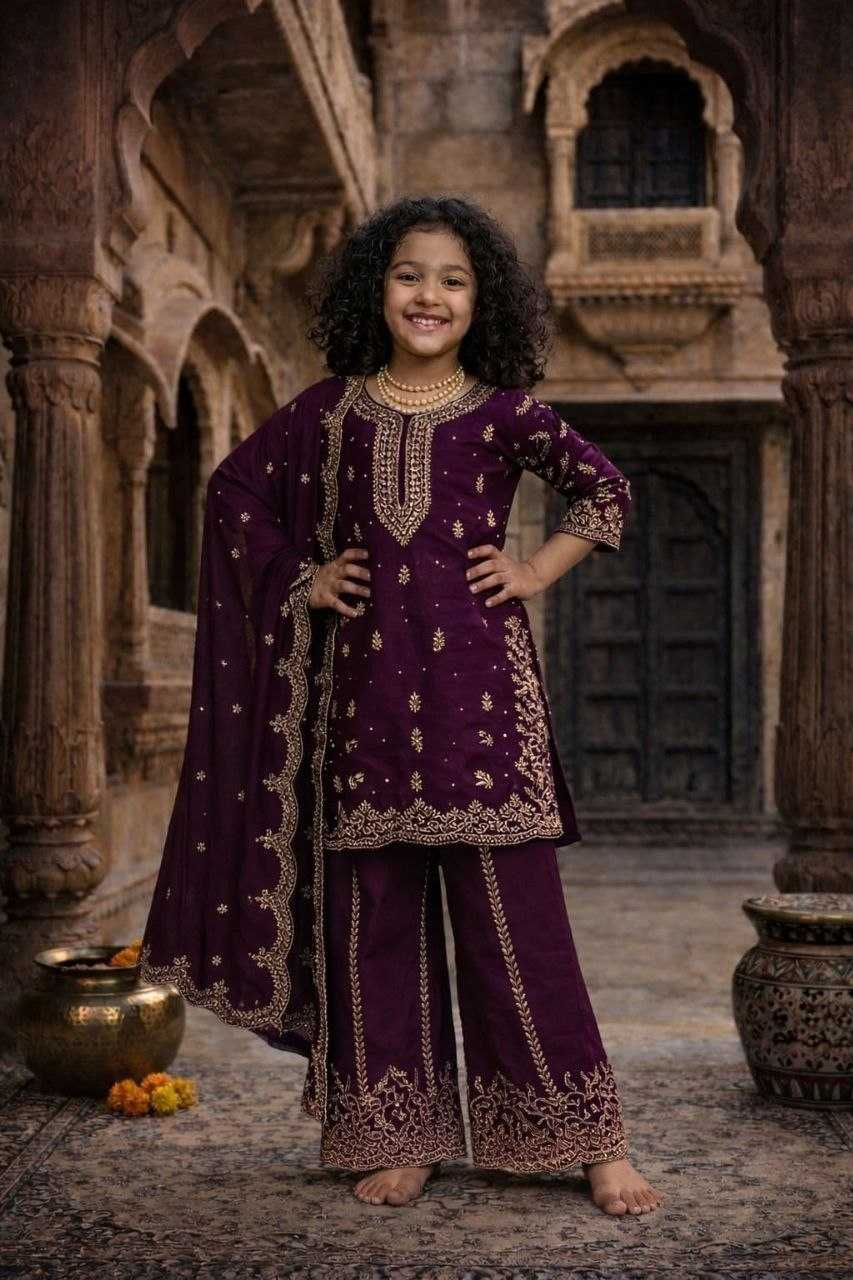 Ynf Georgette KESH461 242 Kids Wear Wholesale Kids Co-ord Set Girls Kurti Kids Party Wear Ethnic Manufacturer- Kids Exports