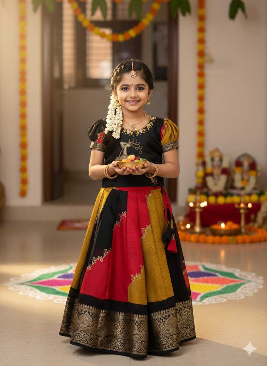 Ynf Georgette KESH505 Deer Kids Wear Wholesale Kids Lehenga Kids Designer Frock Kids Traditional Outfits Manufacturer- Kids Exports