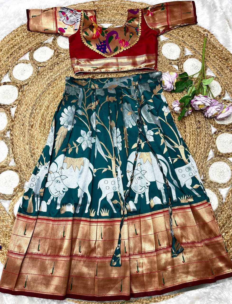 Ynf Paithani Silk KESH685 129 Kids Wear Festive Collections Wholesale Kids Lehenga Kids Lehenga Choli Baby Girl Lehenga Manufacturer- Kids Exports