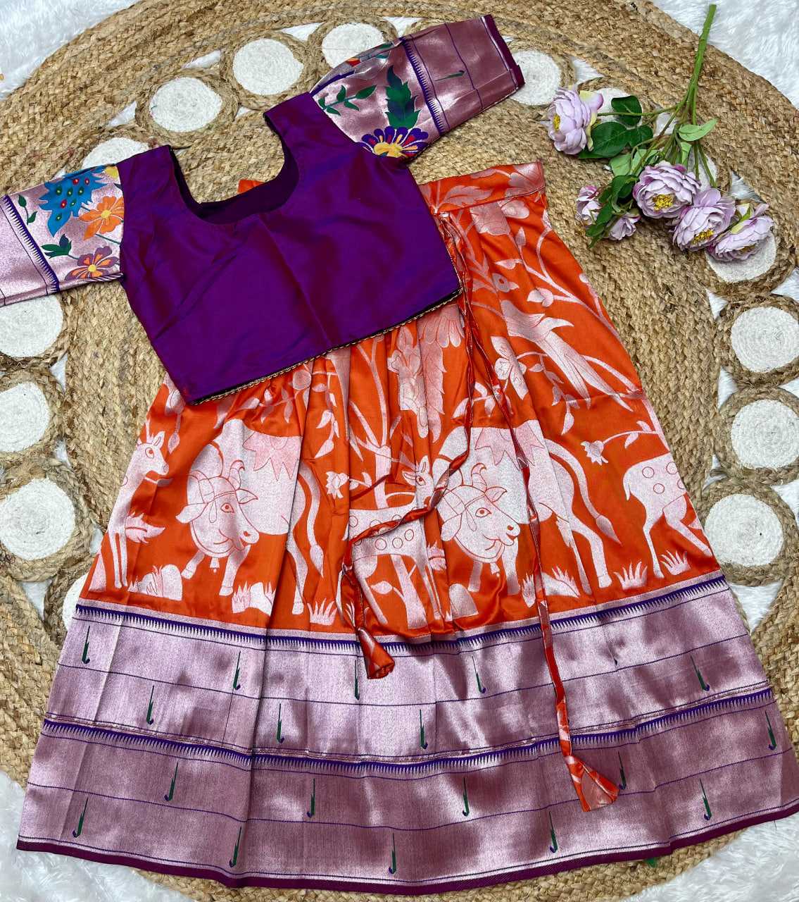 Ynf Paithani Silk KESH685 129 Kids Wear Festive Collections Wholesale Kids Lehenga Kids Lehenga Choli Baby Girl Lehenga Manufacturer- Kids Exports