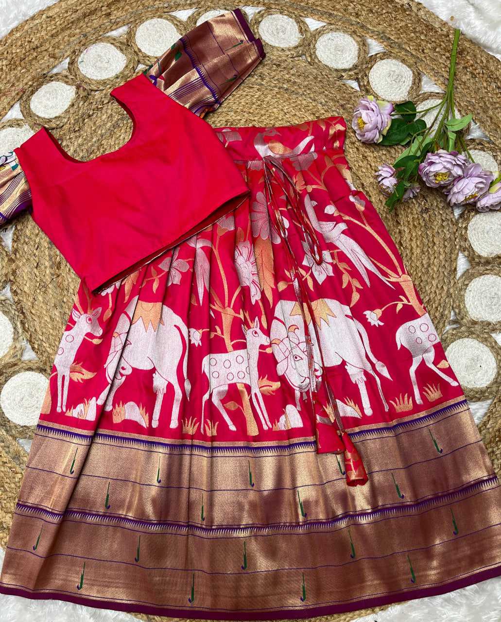 Ynf Paithani Silk KESH685 129 Kids Wear Festive Collections Wholesale Kids Lehenga Kids Lehenga Choli Baby Girl Lehenga Manufacturer- Kids Exports