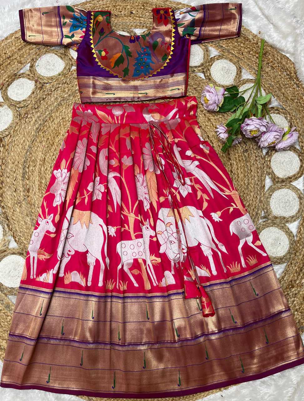 Ynf Paithani Silk KESH685 129 Kids Wear Festive Collections Wholesale Kids Lehenga Kids Lehenga Choli Baby Girl Lehenga Manufacturer- Kids Exports