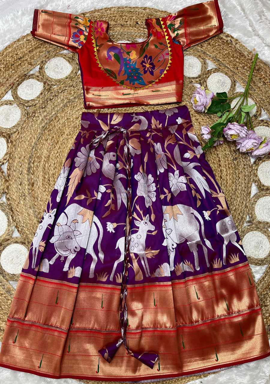 Ynf Paithani Silk KESH685 129 Kids Wear Festive Collections Wholesale Kids Lehenga Kids Lehenga Choli Baby Girl Lehenga Manufacturer- Kids Exports