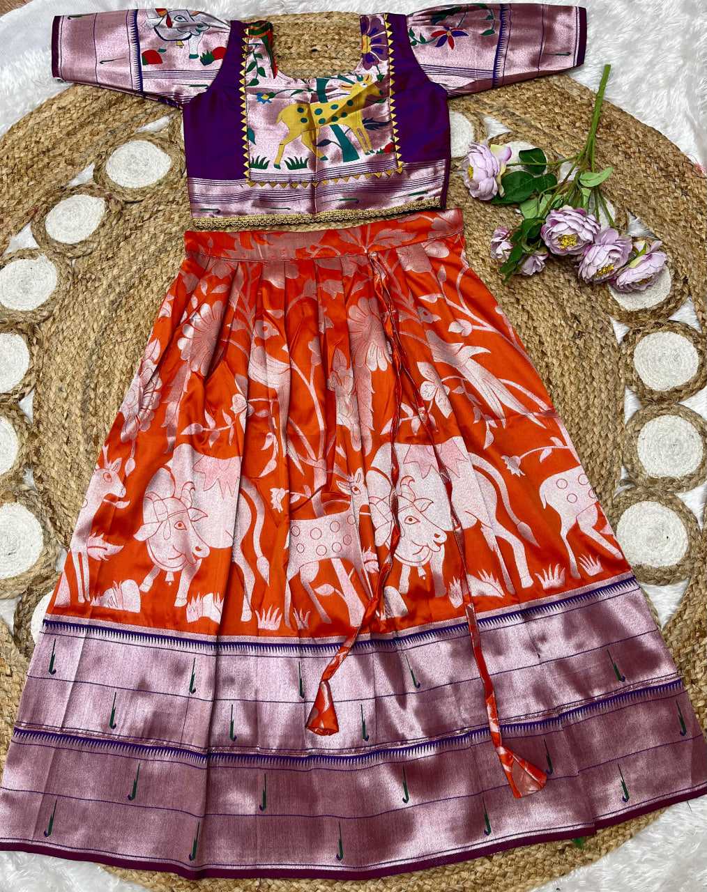 Ynf Paithani Silk KESH685 129 Kids Wear Festive Collections Wholesale Kids Lehenga Kids Lehenga Choli Baby Girl Lehenga Manufacturer- Kids Exports