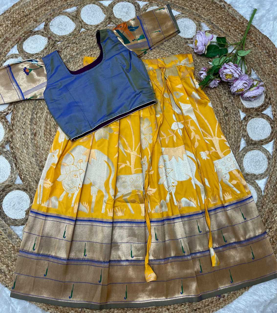 Ynf Paithani Silk KESH685 129 Kids Wear Festive Collections Wholesale Kids Lehenga Kids Lehenga Choli Baby Girl Lehenga Manufacturer- Kids Exports