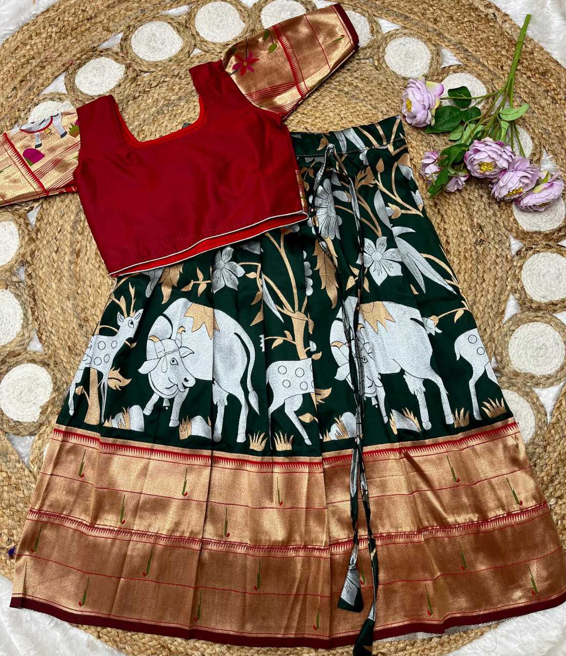 Ynf Paithani Silk KESH685 129 Kids Wear Festive Collections Wholesale Kids Lehenga Kids Lehenga Choli Baby Girl Lehenga Manufacturer- Kids Exports