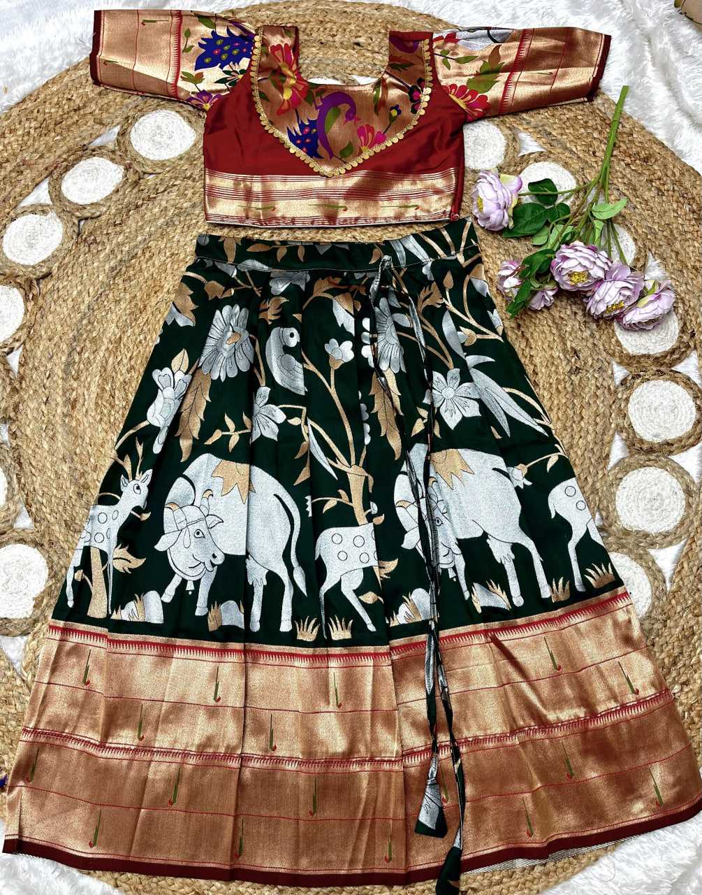 Ynf Paithani Silk KESH685 129 Kids Wear Festive Collections Wholesale Kids Lehenga Kids Lehenga Choli Baby Girl Lehenga Manufacturer- Kids Exports