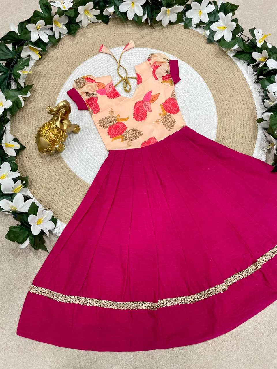 Ynf Pure Cotton KESH505 Pinkky Kids Wear Wholesale Kids Gown Girls Cotton Frocks Kids Designer Frock Manufacturer- Kids Exports