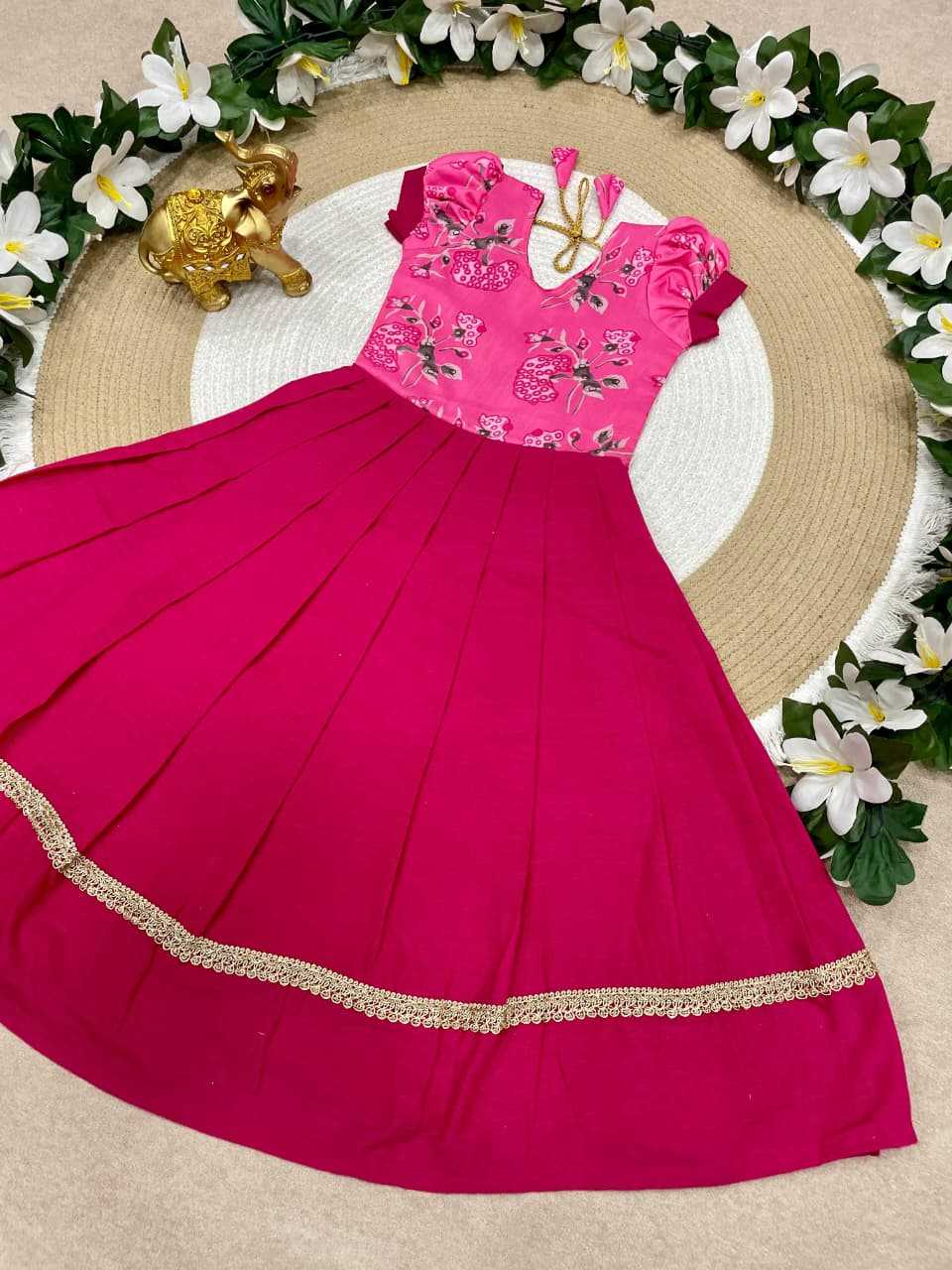 Ynf Pure Cotton KESH505 Pinkky Kids Wear Wholesale Kids Gown Girls Cotton Frocks Kids Designer Frock Manufacturer- Kids Exports