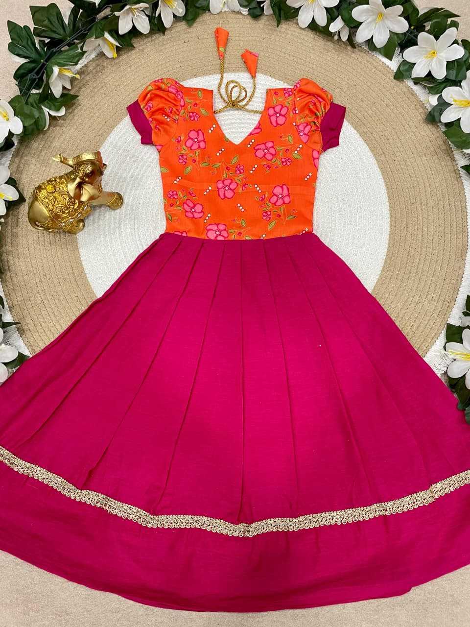 Ynf Pure Cotton KESH505 Pinkky Kids Wear Wholesale Kids Gown Girls Cotton Frocks Kids Designer Frock Manufacturer- Kids Exports