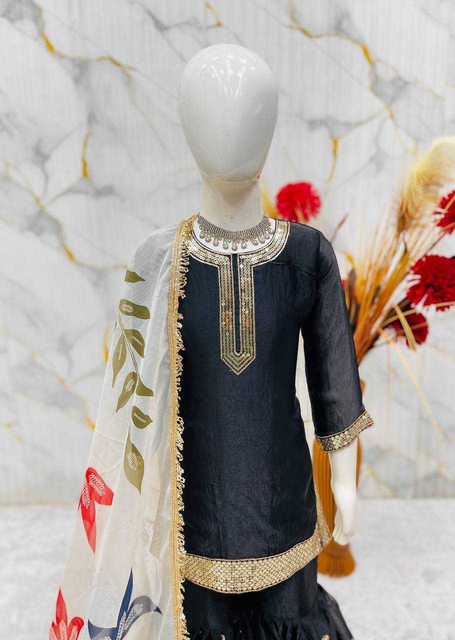 Ynf Pure Silk KESH415 243 Kids Wear Wholesale Kids Sharara Kids Designer Frock Kids Party Wear Ethnic Manufacturer- Kids Exports