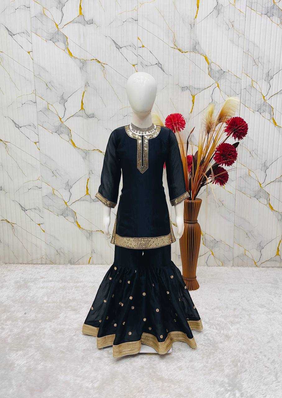 Ynf Pure Silk KESH415 243 Kids Wear Wholesale Kids Sharara Kids Designer Frock Kids Party Wear Ethnic Manufacturer- Kids Exports