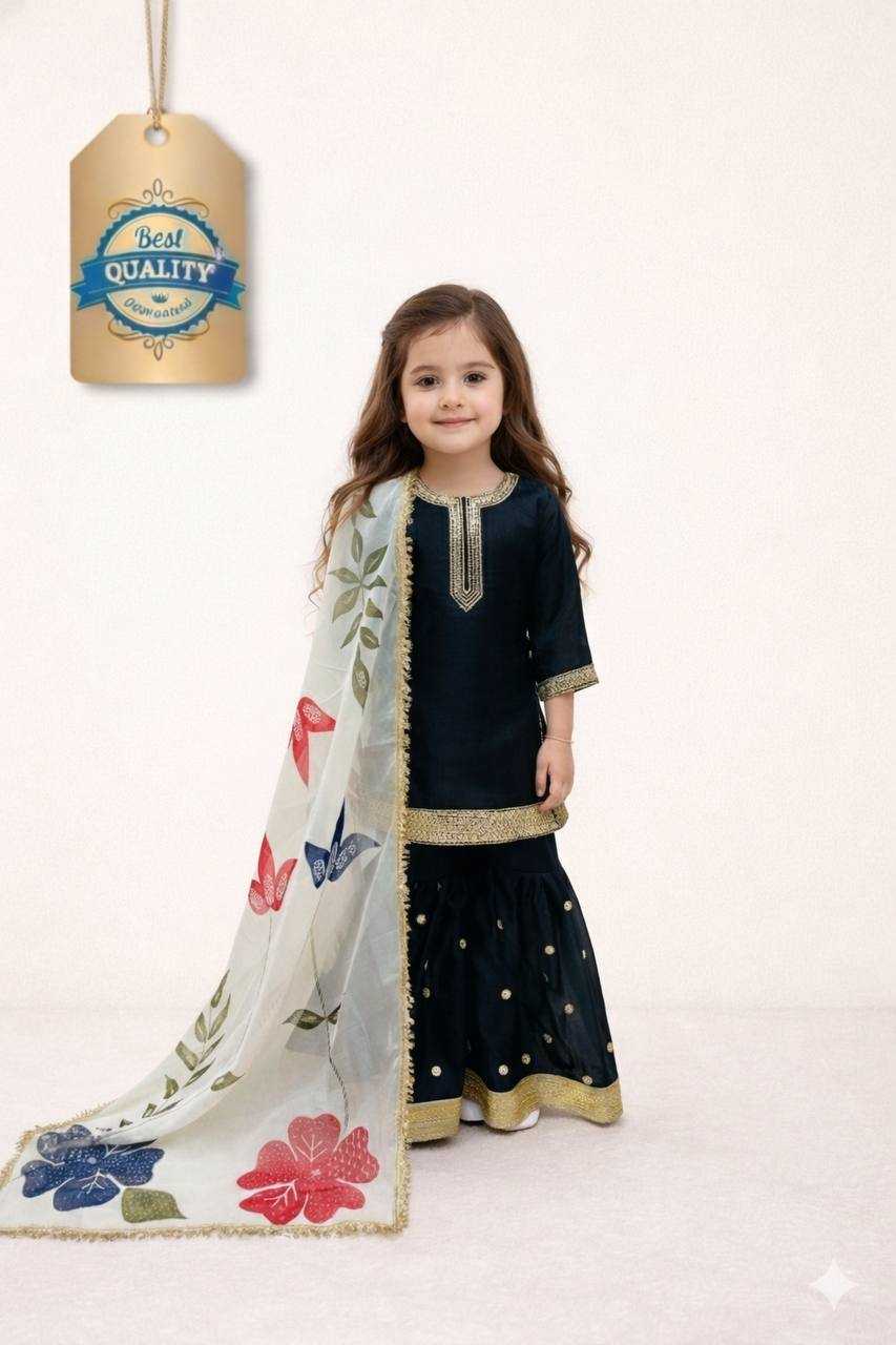 Ynf Pure Silk KESH415 243 Kids Wear Wholesale Kids Sharara Kids Designer Frock Kids Party Wear Ethnic Manufacturer- Kids Exports