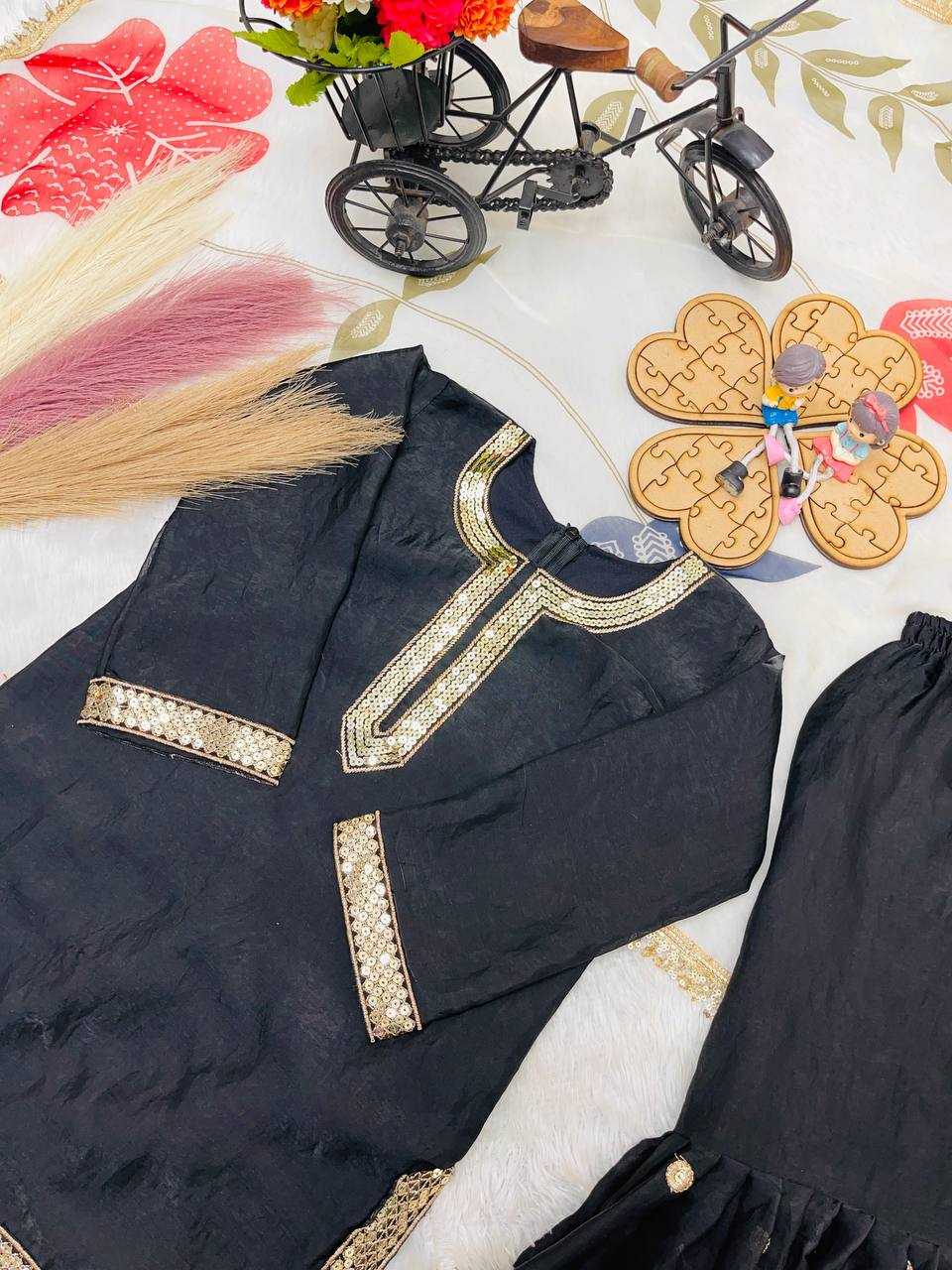 Ynf Pure Silk KESH415 243 Kids Wear Wholesale Kids Sharara Kids Designer Frock Kids Party Wear Ethnic Manufacturer- Kids Exports