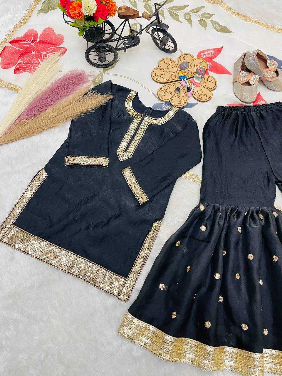 Ynf Pure Silk KESH415 243 Kids Wear Wholesale Kids Sharara Kids Designer Frock Kids Party Wear Ethnic Manufacturer- Kids Exports