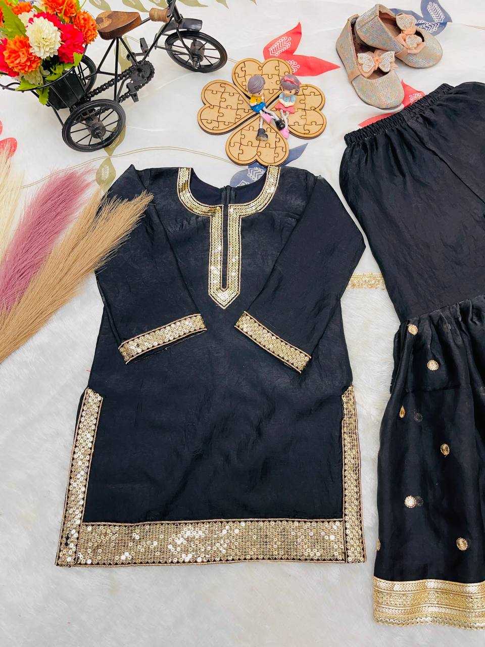 Ynf Pure Silk KESH415 243 Kids Wear Wholesale Kids Sharara Kids Designer Frock Kids Party Wear Ethnic Manufacturer- Kids Exports