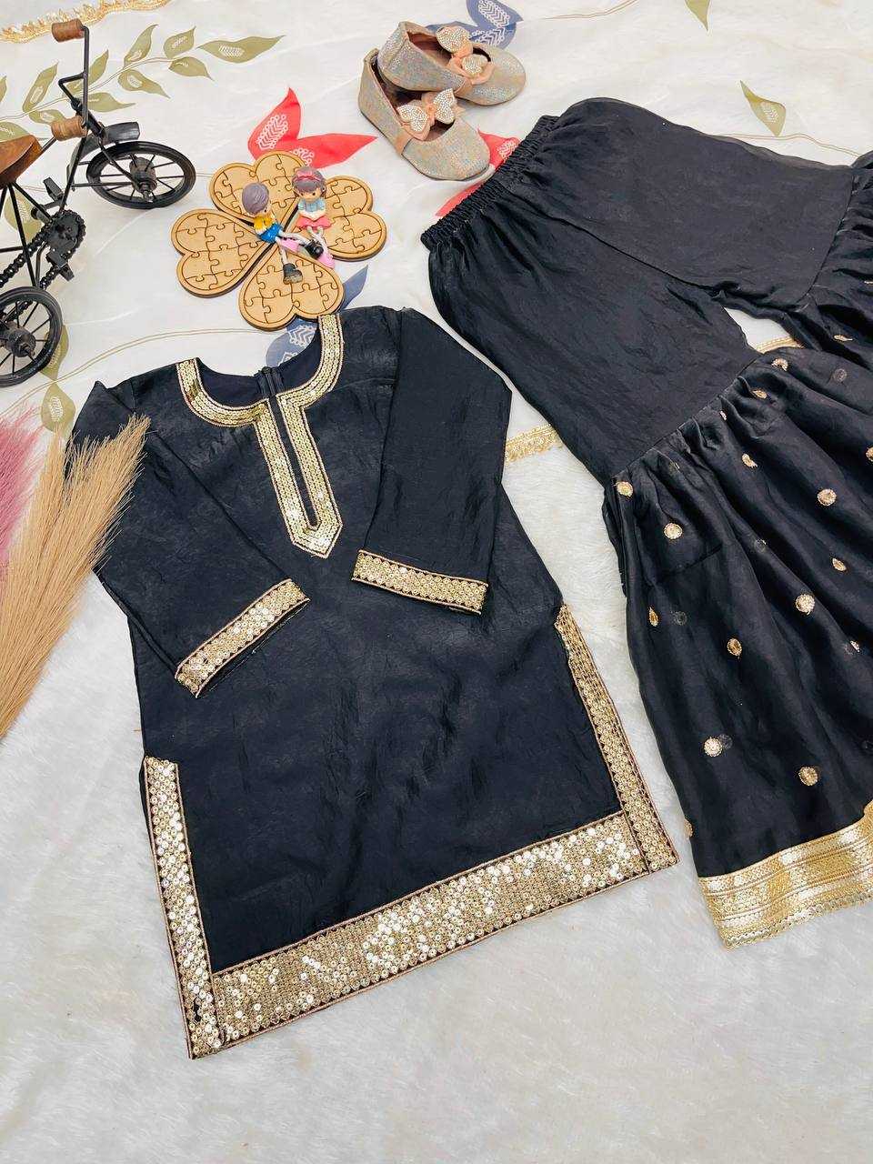 Ynf Pure Silk KESH415 243 Kids Wear Wholesale Kids Sharara Kids Designer Frock Kids Party Wear Ethnic Manufacturer- Kids Exports