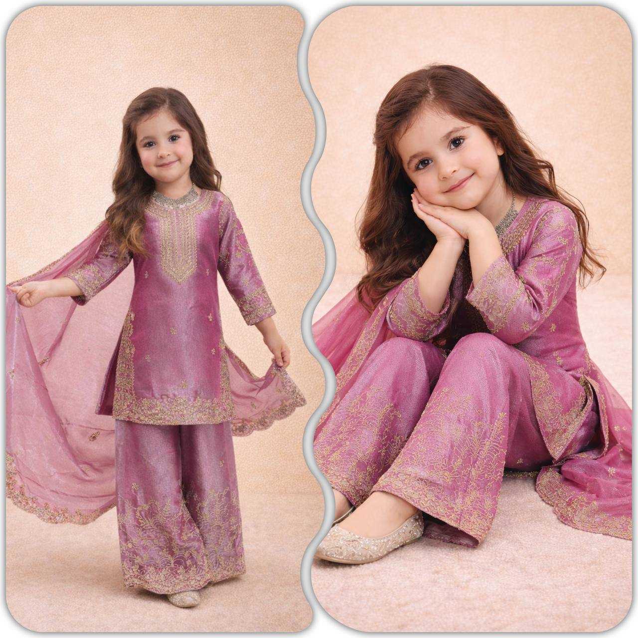Ynf Pure Silk KESH415 244 Kids Wear Wholesale Kids Sharara Kids Designer Frock Kids Party Wear Ethnic Manufacturer- Kids Exports