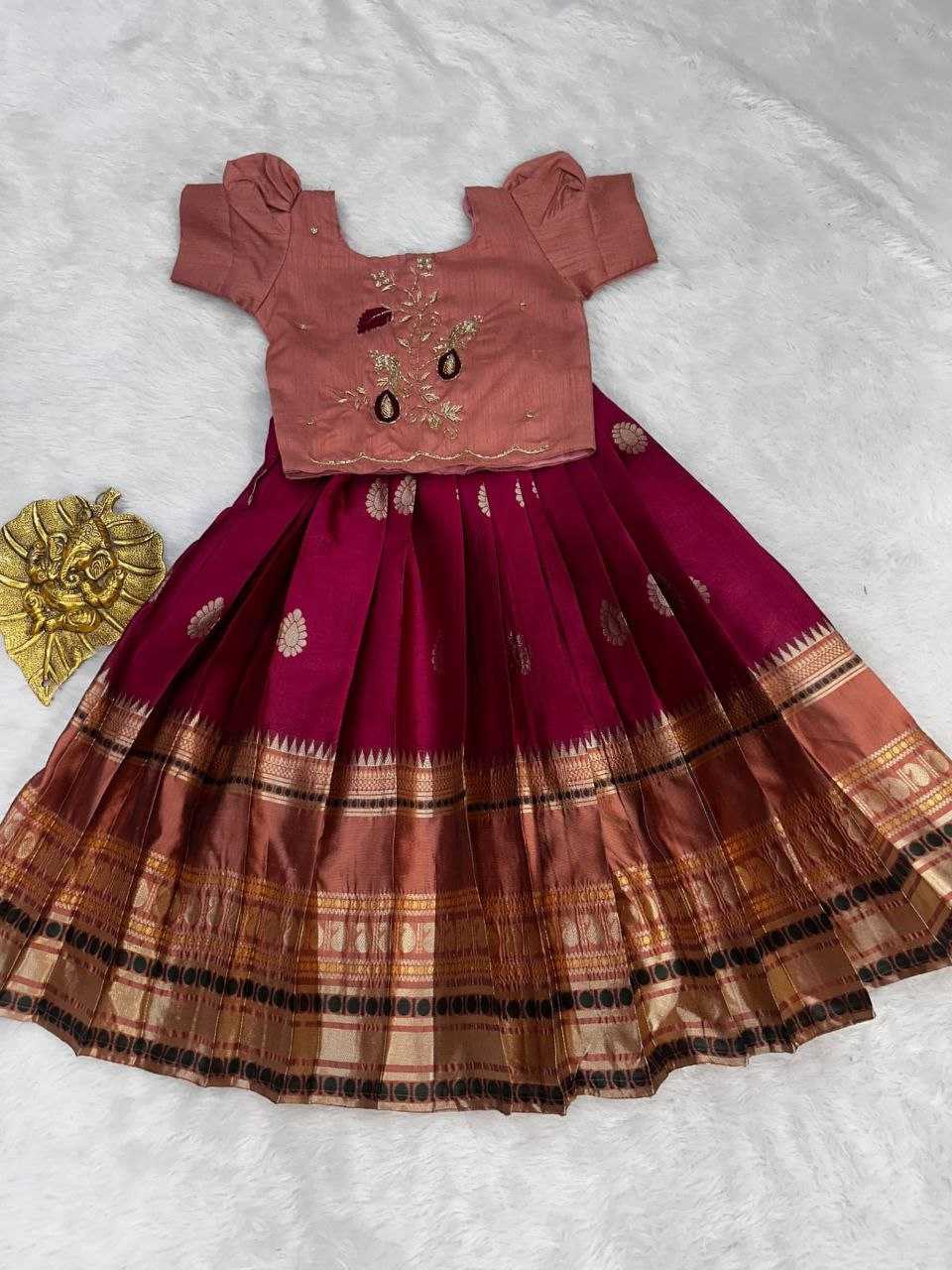 Ynf Pure Silk RIN161 PIC Kids Wear Wholesale Kids Lehenga Kids Designer Frock Kids Navratri Outfits Manufacturer- Kids Exports