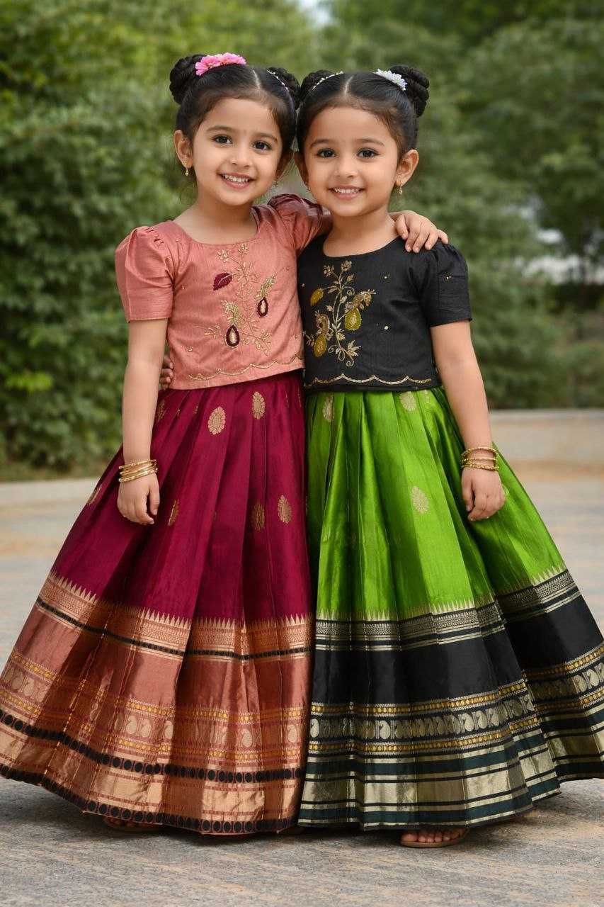 Ynf Pure Silk RIN161 PIC Kids Wear Wholesale Kids Lehenga Kids Designer Frock Kids Navratri Outfits Manufacturer- Kids Exports