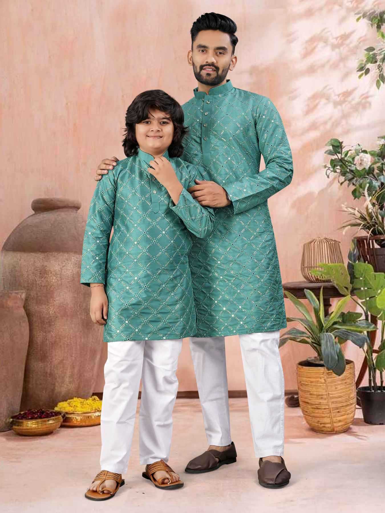 Ynf Soft Silk KESH747 GOLDEN Kids Wear Wholesale Boys Kurta Pyjama Kids Festive Wear Kids Party Wear Ethnic Manufacturer- Kids Exports