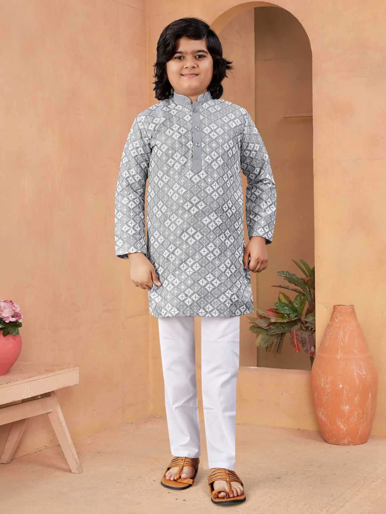 Ynf Soft Silk KESH747 MIRROR Kids Wear Wholesale Boys Kurta Pyjama Boys Ethnic Wear Kids Party Wear Ethnic Manufacturer- Kids Exports